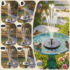 AISITIN 2.5W Solar Bird Bath Fountain Pump, Solar Fountain for Bird Bath with 6 Nozzles, 6.7" Solar Powered Water Pump for Garden, Ponds, Pool, Fish Tank, Aquarium and Outdoor