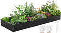 DWVO 12 x 4 x 1 FT Raised Garden Bed Kit, Outdoor Galvanized Flower Bed with Safety Rubber and Gloves, Large Metal Planter Box for Vegetables, Flowers, Herbs, Fruits, Black