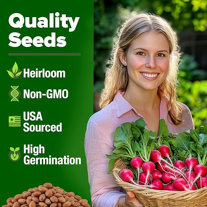 HOME GROWN Root Vegetable & Pepper Seed Kit – 6,929+ Non-GMO USA Seeds – Includes Tendersweet Carrot (6,000), Cherry Belle Radish (800) & Jalapeno Pepper (129) – Heirloom, High Germination