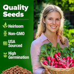 HOME GROWN Root Vegetable & Pepper Seed Kit – 6,929+ Non-GMO USA Seeds – Includes Tendersweet Carrot (6,000), Cherry Belle Radish (800) & Jalapeno Pepper (129) – Heirloom, High Germination