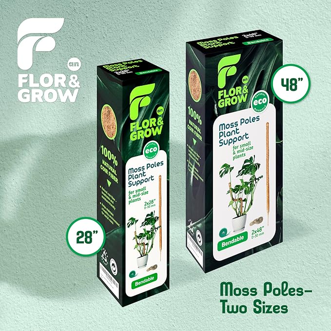 2 Pack 28" Sturdy Easy to Use Moss Pole Monstera Plant Support Stakes - Plant Stakes for Indoor Plants, Moss Poles for Climbing Plants, Tutores para Plantas Trepadoras Monstera Support Sticks