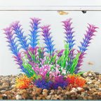 AQUANEAT Artificial Fish Tank Plants, Aquarium Decorations, Purple Plastic Accessories, 10pcs