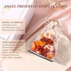 Gifts for Women Birthday Preserved Rose Forever Flower in Glass Angel Figurines Fresh Flowers for Delivery Prime for Mom Real Orange Roses for Grandma Sister Wife Her from Daughter
