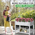 Durable Resin Raised Garden Bed with Drainage Holes & Reinforced Corners - Lightweight Flower Boxes Outdoor for Vegetables, Herbs, and Patio Garden Enclosure System (Ashen, 43.31*17.72*33.66)
