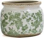 Dosayes Large Ceramic Pot for Planters, Ice Crack Glazed Flower Pot with Drainage Holes,5.91inch Vintage Planters for Indoor and Outdoor(Green)