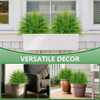 Grooy Artificial Fern Topiary Ball with Ground Spike, Set of 2 Faux Boston Fern Plants Shrub, Fake UV Resistant Evergreen Bushes for Porch Garden Indoor Outdoor Decor