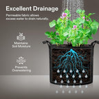 VIVOSUN 5-Pack 1 Gallon Heavy Duty Thickened Nonwoven Fabric Pots Grow Bags with Handles