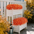 INXUGAO Artificial Fake Mums Fall Flowers for Outdoor Outside Decoration 12 Bundles Faux Silk Flowers Plants Realistic Daisy UV Resistant Fall Décor Autumn Front Door Porch Patio Yard Decoration