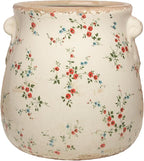 Xiaan Jiaju Ceramic Vases for Centerpieces, Shabby Chic Vase & Flower Pot with Drainage, Country Chic Decor for Office Room Garden Balcony Mantel Fireplace Table & Shelf, Red Floral