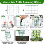 Cucumber Trellis for Raised Bed A Frame Metal Garden Trellis for Climbing Plants Outdoor, 42 x 16IN Foldable Coated Steel Cucumbers Trelli, Easy to Install Cucumber Trellis for Vegetable Fruit