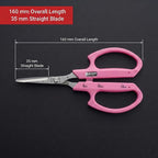 Saboten Stainless Steel Straight Blade Trimming Scissors Pink PT-12 160mm Precision Gardening Bonsai and Floral Shears Made in Japan