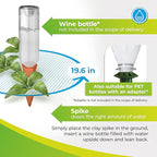 BioGreen Plant Self-Watering Stakes Hydro Wine | Irrigation Ø 19.6 inches | Clay Spikes for Wine-/PET-Bottles up to 3.1 Cups | Terracotta | 4 Pcs