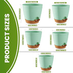 Utopia Home Self Watering Pots for Indoor Plants, Planters for Indoor Plants, Multi-Size Flowerpot, Set of 5 Plant Pots with Drainage & Reservoir, 6.8"/6.4"/5.9"/5.5"/4.9" (Olive Green)