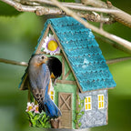 WUWEOT Garden Bird House for Outdoors, Clearance Hanging Bird Nest, Colorful Decorative Cute Resin Birdhouses for Outside Indoors Garden Backyard Decor, Gift for Bird Lovers