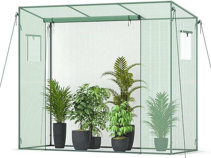 Small Greenhouse for Outdoors, Green House for Winter with Roller Shutter Zipper Door and Window, Thickened PE Cover, Portable Greenhouse for Indoor and Outdoor Plant Growth