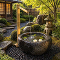 36'' Natural Bamboo Fountain Kit with Adjustable Split-Resistant Spout Quiet Pump and Tubing Japanese Water Feature for Zen Outdoor Patios Landscaping Garden Decor (Traditional)