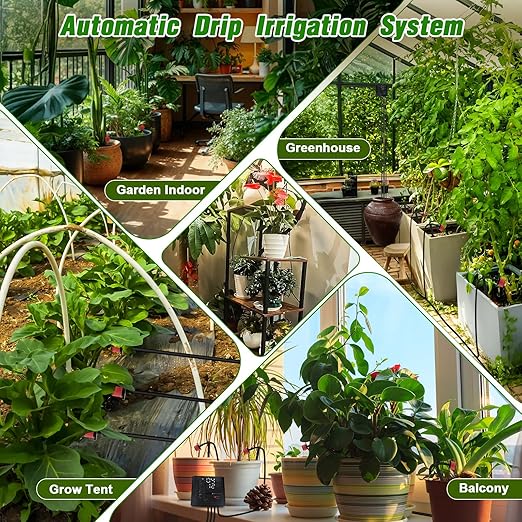 Automatic Plant Waterer Indoor, Drip Irrigation System for Potted Plants, Vacation Plant Self Watering Device, Drip Timer Auto Watering for Housplants, Garden, Greenhouse (15 Pots, Adjustable Dripper)