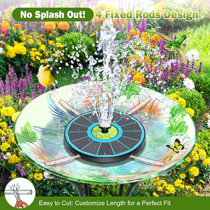 SZMP Upgraded 3.5W Full Glass Panel Solar Fountain for Bird Bath, Floating No-Installation Solar Powered Water Fountain Pump with 7 Nozzles, for Garden, Pond Decor (Blue)
