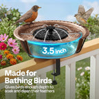 VIVOHOME Deck Mounted Bird Bath with Solar Fountain, Outdoor ABS Birdbath Bowl with Adjustable Metal Clamp, Solar Powered Pump for Railing, Fence, Balcony, 1.45 Gallons, Bronze