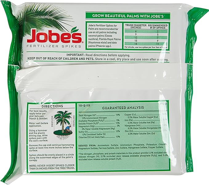 Jobe’s Palm Fertilizer Spikes, Easy Plant Care Fertilizer for Palm Trees and Plants, 5 Count
