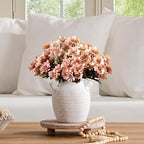 Vanselia Ceramic Flower Vase Home Decor - Farmhouse Table Vases with Handle Living Room Decoration Vintage Decorative Aesthetic for Shelf Coffee Dining Desk House Bookshelf Fireplace (7.1" Rustic)