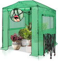 EAGLE PEAK 8x6 Portable Walk in Greenhouse, Pop Up Indoor Outdoor Greenhouse, Green House Kit with Zippered Roll-Up Doors and Windows, PE Cover, Clear/Green