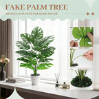 Der Rose 28" Tall Artificial Monstera Plant Faux Plants Indoor in White Pot for Home Office Living Room Floor Porch Balcony Decor