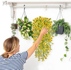 Artificial Hanging Flowers for Outdoors Spring Summer Decoration, 4PCS UV Resistant Silk Fake Hanging Plants for Patio Porch Front Yard Window Garden Indoor Decor(Yellow,4PCS)