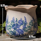 Dosayes Rustic Ceramic Planter, 6 Inch Tuscan Vintage Flower Pot with Drainage, Farmhouse Garden Pot for Indoor Plants, Kitchen & Garden Tuscan Decor, Plant Lover Gift (Cyan)