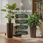 Worth 2 Pack 25" Tall Narrow Metal Planter with Inside Pot for Indoors or Outdoors, Deck, Patio or Front Porch, Hand-Hammered Texture, Bronze