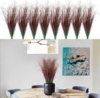 24Pcs Artificial Grass Plants, Faux Shrubs Wheat Grass, Artificial Tall Grasses Fake Plants for Outdoor Decor,Artificial Greenery Stems Weed for Room Indoor Home Decor（Red）