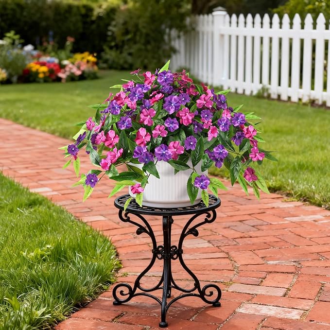 Hommyea Artificial Flowers for Outdoor, 2 Bundles UV Resistant Fake Plants Decoration Realistic Faux Silk Flowers No Fade Plastic Flowers for Outside Planters Home Porch Patio Yard Garden Decor