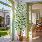 Bailikang 7FT Artificial Ficus Trees Indoor Faux Trees Indoor Fake Floor Plants Tall Artificial Tree with White Pot Faux Tree Fake Indoor Tree Silk Plants Artificial Trees for Home Decor Indoor