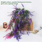 RECUTMS Artificial Plants Fake Eucalyptus Plants Faux Hanging Leaves Green Plant Artificial Hanging Plant for Indoor Home Room Kitchen Table Outdoor Patio Garden Yard Decor(Purple)