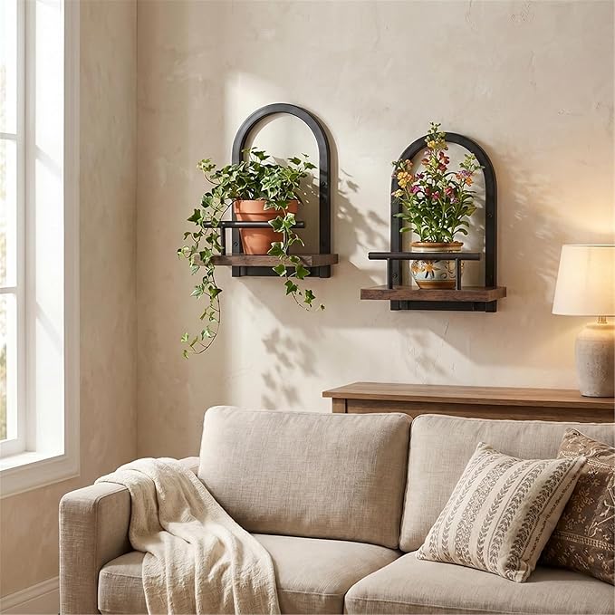 Amaoot Floating Shelves Set for 3, Wall Planters for Indoor Plants, Hanging Shelves Wall Shelf Plant Holder for Living Room Decor, Bathroom, Bedroom, Kitchen, Office