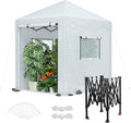 WORKPRO 8'x 6' Portable Walk-in Greenhouse, Instant Pop-up Heavy Duty Gardening Green House Canopy with Robust PE Cover, Indoor Outdoor Plant House Shed with Roll-up Entry Doors and 2 Screen Windows