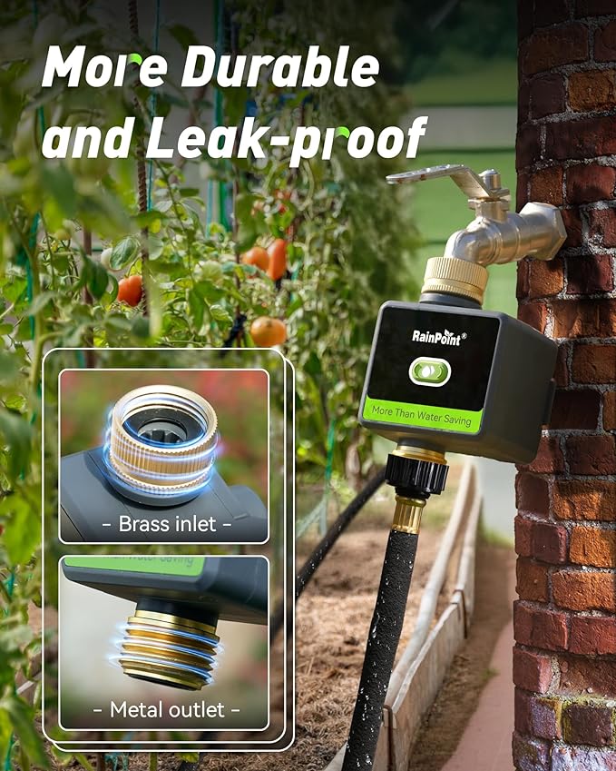 RAINPOINT WiFi Water Hose Timer with Brass Inlet&Outlet, Smart Sprinkler Timer for Watering with Gateway, WiFi Watering System for Garden, Automatic Irrigation System for Lawns and Yard