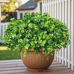 HyeFlora Artificial Plants for Outdoors Outside Spring Summer Decoration, 12 Bundles Faux Eucalyptus Leaves Stems Bulk Fake Greenery Branches Look Real UV Resistant for Home Porch Patio Planter Yard