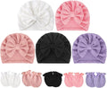 BQUBO Baby Turban Hats and Mittens Set Newborn Infant Hospital Hats Caps with Bows for Baby Boys Girls 0-12 Months
