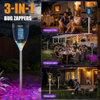 Rossetta Solar Bug Zapper Outdoor, Mosquito Zapper with Flame Lamp & Projector Light, 4200V Electric Fly Zapper Waterproof Rechargeable Mosquito Killer, Cordless Fly Trap for Patio, Backyard, Garden