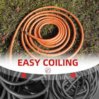 WiseFlow Garden Hose 150FT x 5/8", Heavy Duty Rubber Hose, Water Hose with Five Layered Braiding, Male Female Fittings, 1000PSI Burst, 300PSI Working (Orange)