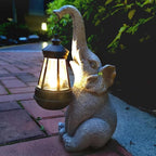 Elephant Solar Garden Statues,Resin Elephant Figurine Decorations with Solar Lights Lantern, Outdoor Figurines Lawn Garden Statue Decor Art for Lawn,Yard, Balcony Ornament.