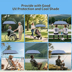 Beach Chair Umbrella with 360° Adjustable Clamp, 45in UPF 50+ Portable Folding Sun Shade for Outdoor Camping Wheelchair,Travel, Stroller, Patio, Golf Carts Plant Shade(Chair Not Included)