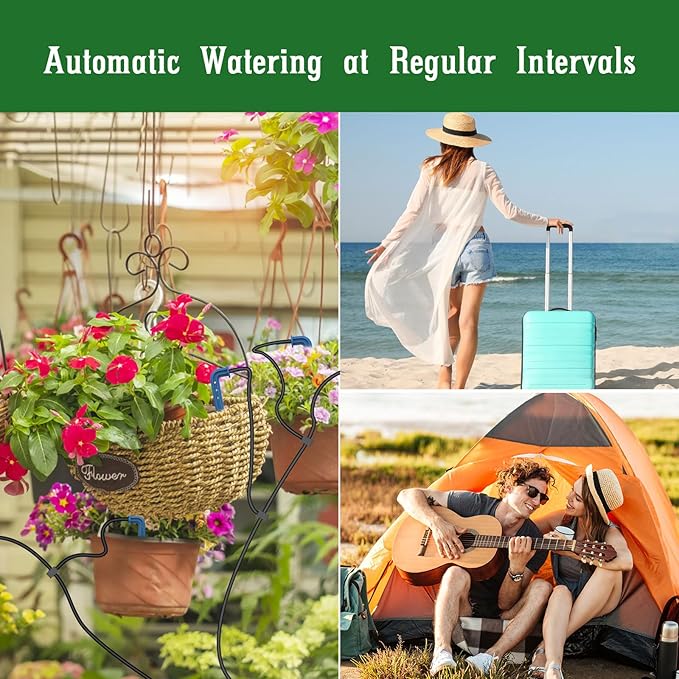 Solar Automatic Drip Irrigation System Kit, Auto Watering Kit for DIY Garden Watering System with 9 Timing Modes and Anti-Siphon Set，Indoor/Outdoor Garden, Balcony & Patio Irrigation System