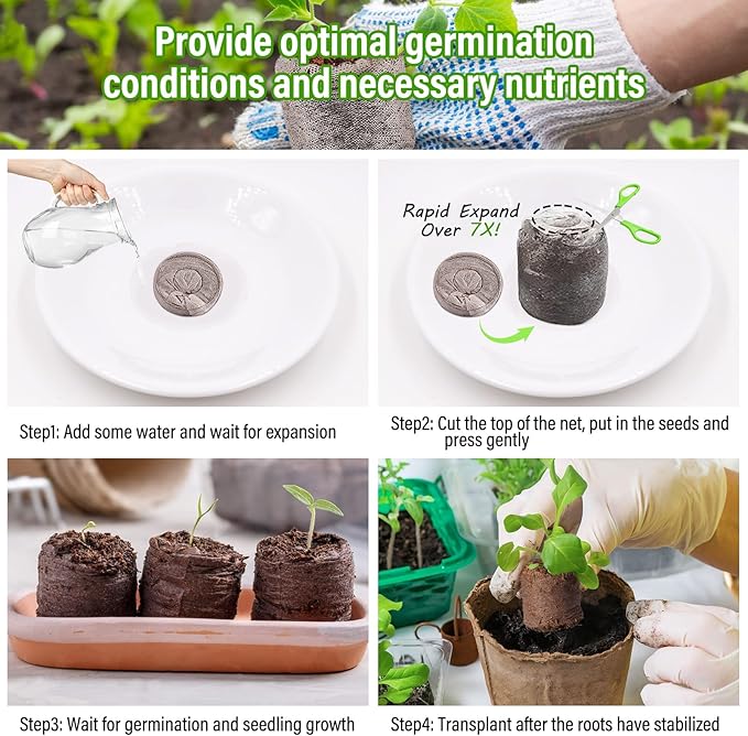 Legigo 50 PCS 35mm Coco Coir Pellets Seed Starter Pods, Compressed Seed Starting Coconut Coir Pellets Soil Plugs for Seedlings, Seeds Plant Starter Pods for Garden Planting Herbs Flowers Vegetables