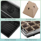 Hahood 4 Pack Seed Starter Tray Kit, 120 Square Seed Peat Pots for Seedlings with Plants Labels, Planting Tools, Plastic Growing Germination Trays with Lids for Indoor Outdoor Gardening, Black