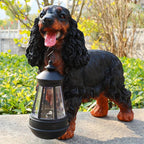 Garden Dog Statues Outdoor Decor, Solar Lights Outdoor Cocker Spaniel Figurine Garden Decorations Solar Dog Ornaments for Patio, Lawn, Yard Art Decoration, Housewarming Gifts