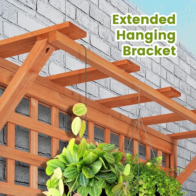 HAPPYGRILL 2 Pcs Raised Garden Bed, 72.5" Garden Planter with Trellis, Drainage Holes, Freestanding Garden Planter for Vine Climbing Plants, Wooden Planter Box for Yard Balcony