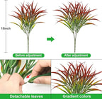 Ouddy Decor 16 Bundles Artificial Plants Outdoor Fake Grass Greenery Stems UV Resistant Faux Plastic Plants Shrubs for Spring Summer Garden Pathway Window Box Farmhouse Front Porch Home Decor, Red