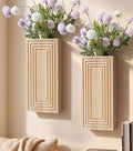 Wooden Wall Planter Vase,2 Pack Natural Wood Hanging Planter for Indoor Fake Plants Modern Boho Farmhouse Wall Art Decor for Home Kitchen Modern Farmhouse Bathroom Living Room Dining Room